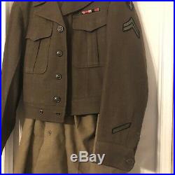 U. S Army WWII 1946 Official Photographer Uniform Ike Jacket/ Photo/ Patches/pin