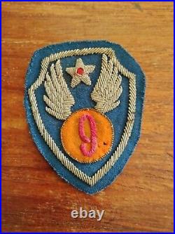 U. S. WWII 9th Army Air Force Patch with Gold Filigree Thread
