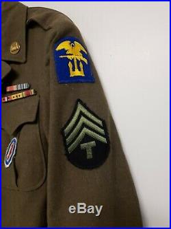 U. S. WWII WW2 1944 Army Enlisted Men's Uniform Ike Jacket With Patches Size 34R