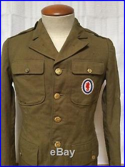 U. S. WWII WW2 Army Engineer Mens Uniform Jacket With Patches SIZE 37R War Wounds
