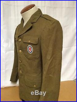U. S. WWII WW2 Army Engineer Mens Uniform Jacket With Patches SIZE 37R War Wounds