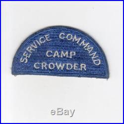 Ultra Rare WW 2 US Army Camp Crowder Service Command Patch Inv# G042