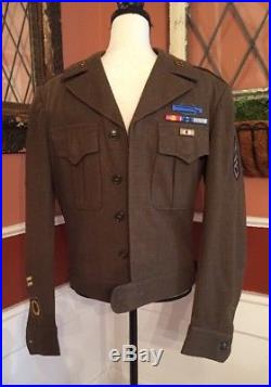 Us Army Ww2 Korean War Ike Jacket Service Crop 36l Uniform Wool Patches Pins