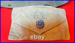 Us Army Ww II Belt Colt Auto 45 Holster Mag Pouch & 1st Aid + 1943 Canteen + Cup