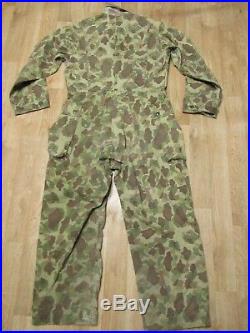 VINTAGE ORIGINAL WW2 US ARMY CAMOUFLAGE COVERALLS FROG SKIN 1940s 40s HBT