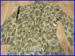 VINTAGE ORIGINAL WW2 US ARMY CAMOUFLAGE COVERALLS FROG SKIN 1940s 40s HBT