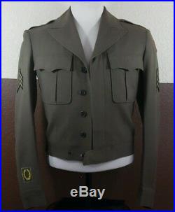 VTG WW2 US Army Uniform Sz 36 Ike Jacket Patches Pants & Shirt USA Made