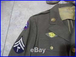 VTG WWII US ARMY UNIFORM JACKET With Patches Medals & TANKER GOGGLES Wool Sz 36 R