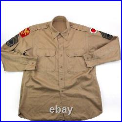 Vintage 1940s US army 37th Buckeye Division Sergeants L dress shirt SSI patch