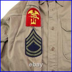 Vintage 1940s US army 37th Buckeye Division Sergeants L dress shirt SSI patch
