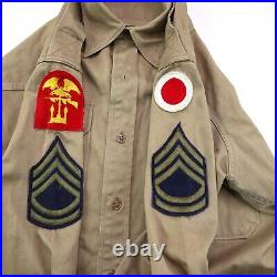 Vintage 1940s US army 37th Buckeye Division Sergeants L dress shirt SSI patch