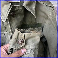 Vintage 1940s WW2 U. S. Army M-1943 Field Jacket M43 Sz 34S With Patch Dated 1948