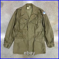 Vintage 1943 US Army Field Jacket With Mt. Fuji Patch Stenciled Size 40 L