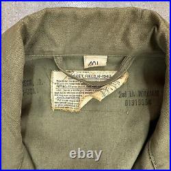 Vintage 1943 US Army Field Jacket With Mt. Fuji Patch Stenciled Size 40 L
