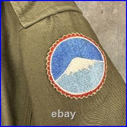 Vintage 1943 US Army Field Jacket With Mt. Fuji Patch Stenciled Size 40 L