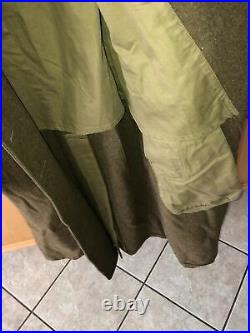 Vintage 1943 WWII US Army Officers Heavy Wool Trench Coat With Patches