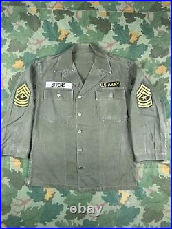 Vintage 40s M-47 US Army HBT Jacket Shirt 13 Star PATCHED SGM WWII Korean War