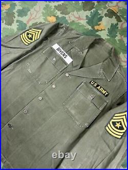 Vintage 40s M-47 US Army HBT Jacket Shirt 13 Star PATCHED SGM WWII Korean War