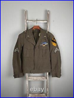 Vintage 40s WW2 US Army Eisenhower Ike Wool Patched Jacket 36R