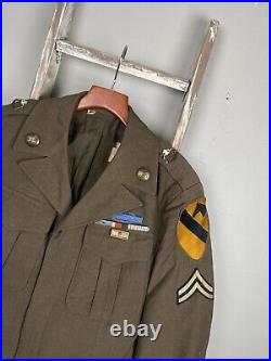 Vintage 40s WW2 US Army Eisenhower Ike Wool Patched Jacket 36R