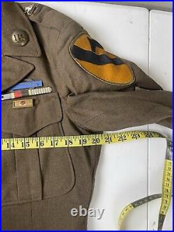 Vintage 40s WW2 US Army Eisenhower Ike Wool Patched Jacket 36R