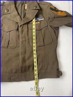 Vintage 40s WW2 US Army Eisenhower Ike Wool Patched Jacket 36R