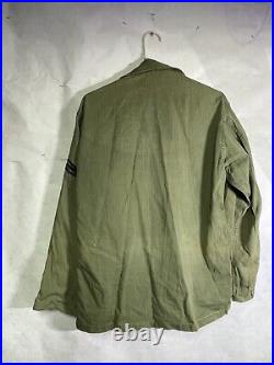 Vintage 40s WW2 US Army HBT Herringbone Jacket Shirt Gas Flap Patch GA24