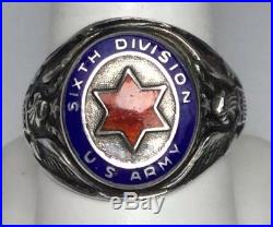 Vintage 6th Infantry Div. U. S. Army WW2 Sterling Pacific Theatre Ring (S61)