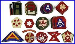 Vintage Authentic WWII US Army Mixed Field Army 52 Patch Collection -A