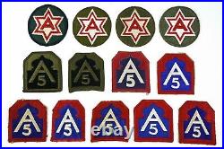 Vintage Authentic WWII US Army Mixed Field Army 52 Patch Collection -A
