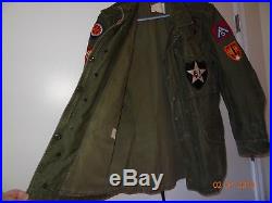 Vintage Men's 1940s WWII US Army M-43 Field Coat Jacket Regular Small With Patches