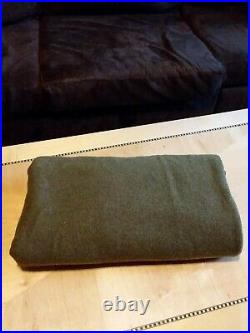 Vintage Military Blanket WW2 US Wartime Army Green Wool 66x79