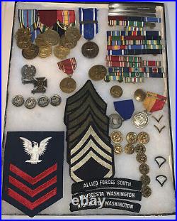 Vintage Military Lot Medals -Patches-Buttons -WW2-Vietnam-US-Army/Navy/READ