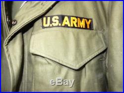 Vintage Military US Army Field Jacket with Major Patch, Reg Small, 33-37 Chest