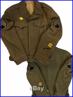 Vintage Original 1944 WWII US Army Ike Eisenhower Field O. D. Jacket 34R Patches