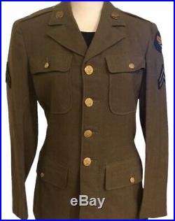 Vintage Original WWII US Army Air Corps Wool Dress Jacket With Patches Small