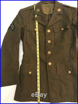 Vintage Original WWII US Army Air Corps Wool Dress Jacket With Patches Small