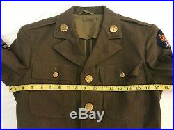 Vintage Original WWII US Army Air Corps Wool Dress Jacket With Patches Small