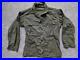 Vintage US ARMY herringbone WWII shirt jacket 38R green DENIM cotton patched S