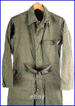 Vintage US Army 13 Star Herring Bone Twill Mechanic Coveralls Mens Size Medium