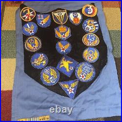Vintage US Army Air Force Shine Of Patches Pennant Flag WW2