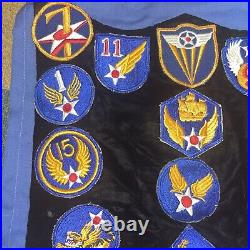 Vintage US Army Air Force Shine Of Patches Pennant Flag WW2