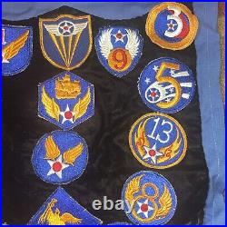 Vintage US Army Air Force Shine Of Patches Pennant Flag WW2