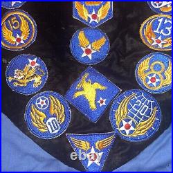 Vintage US Army Air Force Shine Of Patches Pennant Flag WW2
