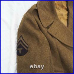 Vintage US Army Grün Wolle Trenchcoat Mantel Weltkrieg Zwei WWII W / Patches