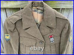 Vintage US Army WWII M-1949 Officers Ike Jacket with Patches and Medal 1949