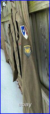 Vintage US Army WWII M-1949 Officers Ike Jacket with Patches and Medal 1949