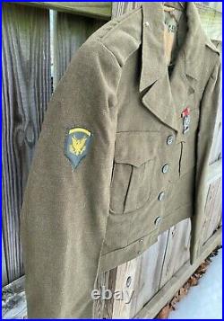 Vintage US Army WWII M-1949 Officers Ike Jacket with Patches and Medal 1949