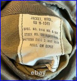 Vintage US Army WWII M-1949 Officers Ike Jacket with Patches and Medal 1949