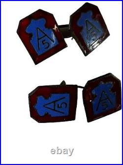 Vintage WW2 5 th Army Theatre Made Enameled Cuff Links